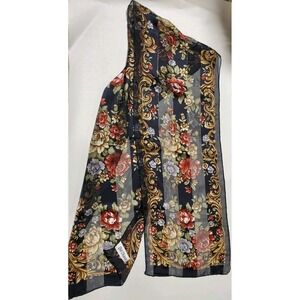 Vintage‎ Bill Blass Silk Floral Rose Stripe Scarf 57x10"